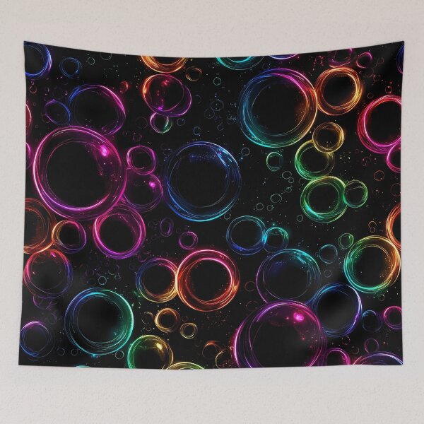 Item preview, Rainbow Neon Bubbles - Cosmic Glow Pattern designed and sold by Skolyak.