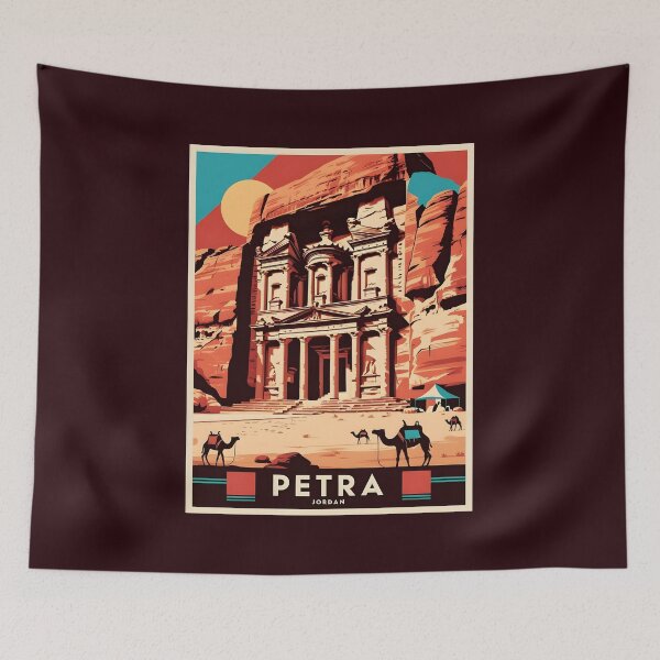 Item preview, A Vintage Travel Art of Petra - Jordan  designed and sold by GoodOldVintage.