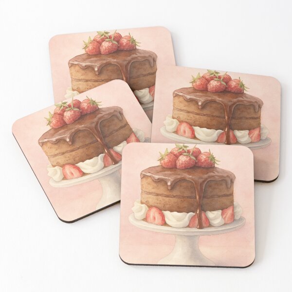 Item preview, Strawberry Chocolate Cake - Pastel Watercolor Illustration designed and sold by Pacika.
