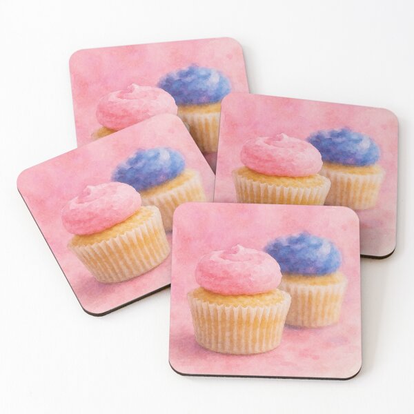 Item preview, Cupcakes de acuarela caprichosos: glaseado rosa y azul designed and sold by Pacika.