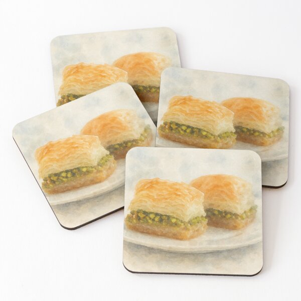 Item preview, Watercolor Pistachio Baklava Dessert Art designed and sold by Pacika.