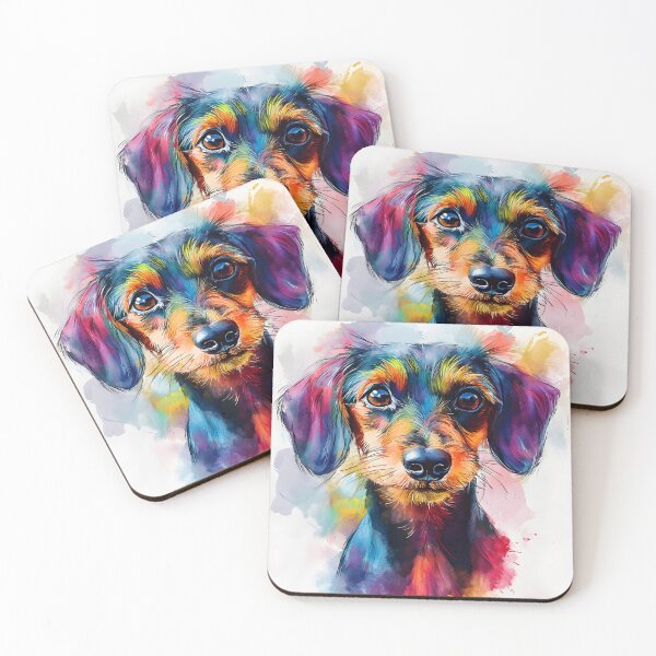 Item preview, Dachshund portrait in watercolor style designed and sold by 3ling_Design.