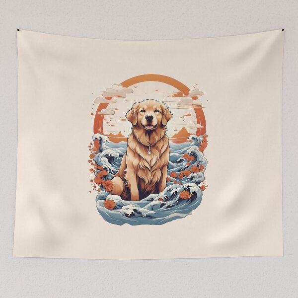 Item preview, Japanese Golden Retriever Tattoo Style designed and sold by JohnnyVillas.