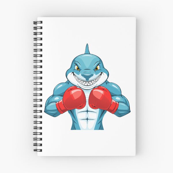 Item preview, Terrifying Shark with open mouth and showing sharp teeth showing muscles in boxing gloves, Fitness and Fighter Shark, designed and sold by Danler.