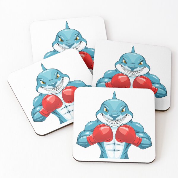 Item preview, Terrifying Shark with open mouth and showing sharp teeth showing muscles in boxing gloves, Fitness and Fighter Shark, designed and sold by Danler.