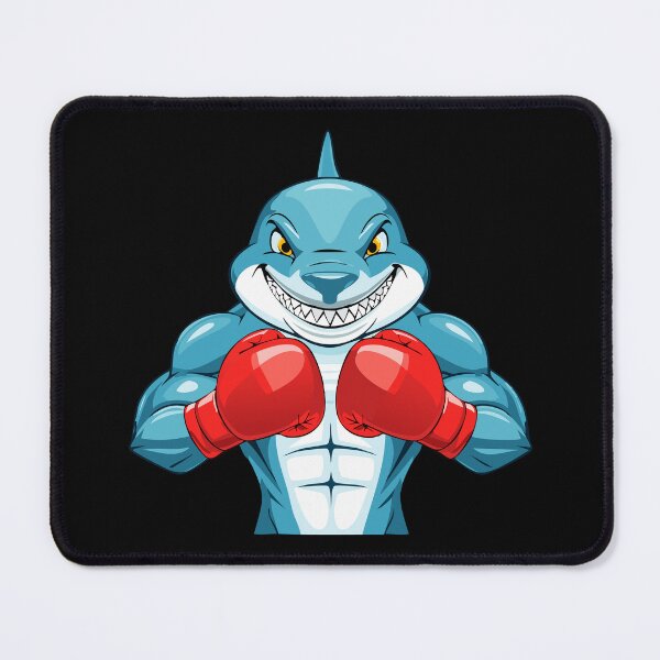 Item preview, Terrifying Shark with open mouth and showing sharp teeth showing muscles in boxing gloves, Fitness and Fighter Shark, designed and sold by Danler.