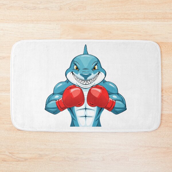 Item preview, Terrifying Shark with open mouth and showing sharp teeth showing muscles in boxing gloves, Fitness and Fighter Shark, designed and sold by Danler.