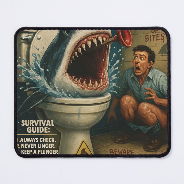 Item preview, Killer Klo Shark Attack – 1970s Horror Comedy Poster | Flush If You Dare! designed and sold by WAUZ.