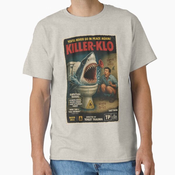 Item preview, Killer Klo Shark Attack – 1970s Horror Comedy Poster | Flush If You Dare! designed and sold by WAUZ.