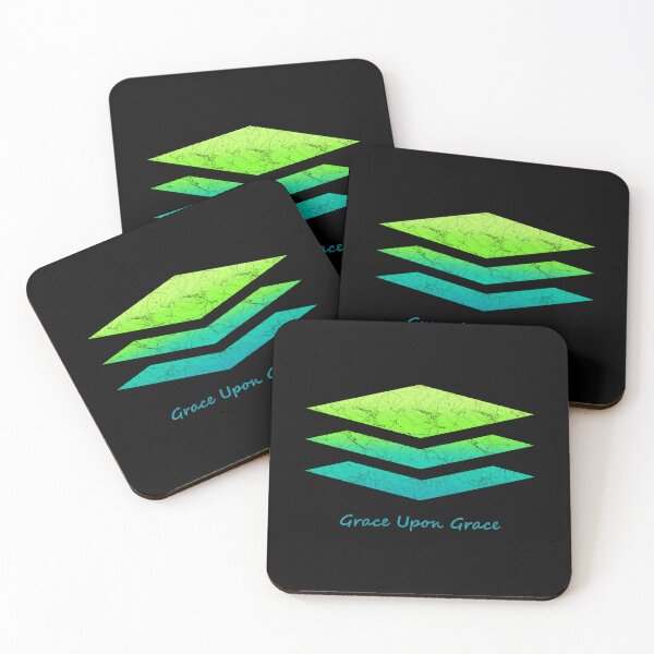 Item preview, Abstract Christian Art - Grace Upon Grace Bible inspired Minimalist Design | blue cyan green designed and sold by ZechJohnRB.