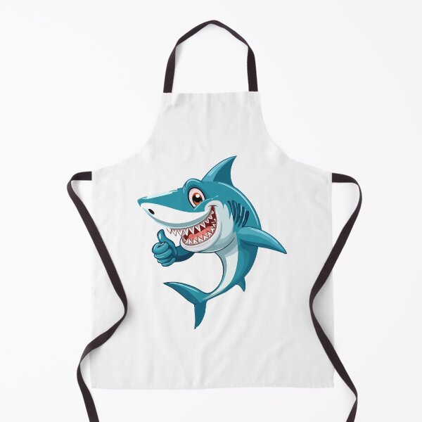 Item preview, Cute shark with open mouth and showing sharp teeth character giving a thumbs up with smile, showing approval on white background designed and sold by Danler.