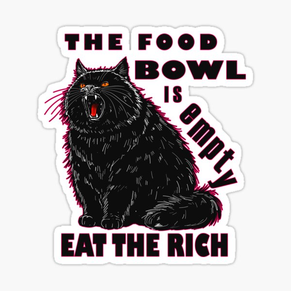 Vista previa del artículo con la obra «Tazón de comida vacío Cómete al gato rico», diseñado y vendido por KilkennyCat Art.