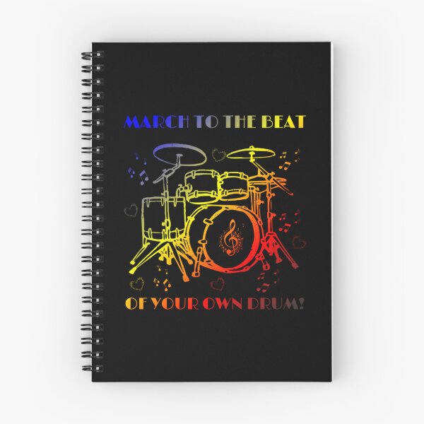 Item preview, March to the beat, of your own drum, Polyamory pride flag graphic, rainbow drum set and hearts graphic, mental health matters, mindfulness, self love, music lovers, music,  designed and sold by PrideBeProud.