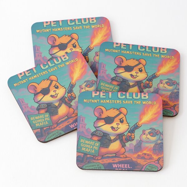 Item preview, Retro Apocalypse Pet Club | 80s Cartoon Mutant Hamsters vs Evil Guinea Pigs Poster designed and sold by WAUZ.