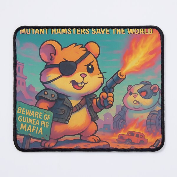 Item preview, Retro Apocalypse Pet Club | 80s Cartoon Mutant Hamsters vs Evil Guinea Pigs Poster designed and sold by WAUZ.