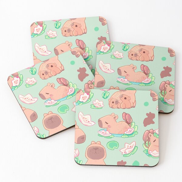 Item preview, Playful Waterlily Capybara Illustration  designed and sold by evybenita.