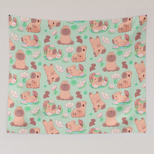 Item preview, Playful Waterlily Capybara Illustration  designed and sold by evybenita.