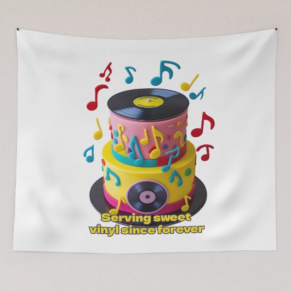 Item preview, Vinyl Cake Sweet Beats Retro Music Dessert Design designed and sold by MythicCotton.