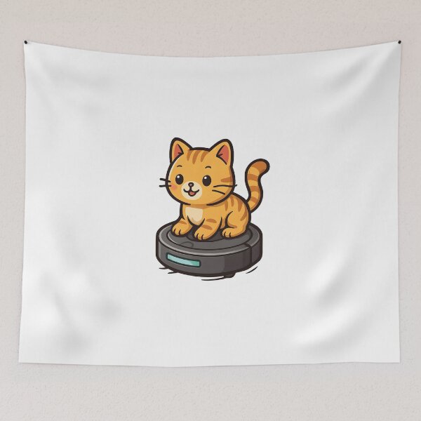 Item preview, Cat Riding Vacuum Cleaner Vector Sticker | Cute Roomba Cat High-Detail Vector Art designed and sold by WAUZ.