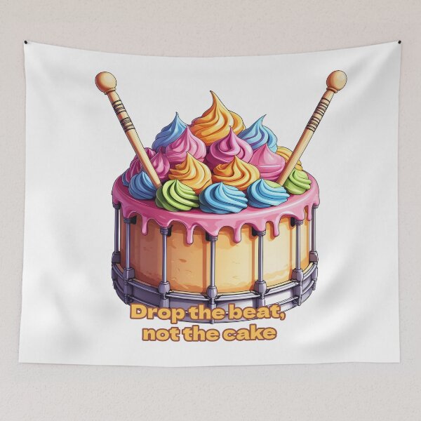 Item preview, Drum Cake Drop the Beat Not the Cake Colorful Music Dessert designed and sold by MythicCotton.