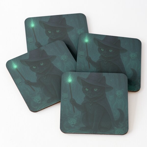 Item preview, Sitting Necromancer Cat – Guardian of Awakened Spirits designed and sold by TheMysticCats.
