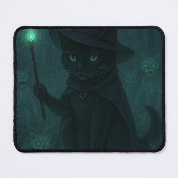 Item preview, Sitting Necromancer Cat – Guardian of Awakened Spirits designed and sold by TheMysticCats.
