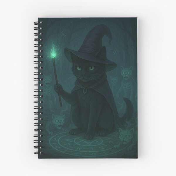 Item preview, Sitting Necromancer Cat – Guardian of Awakened Spirits designed and sold by TheMysticCats.