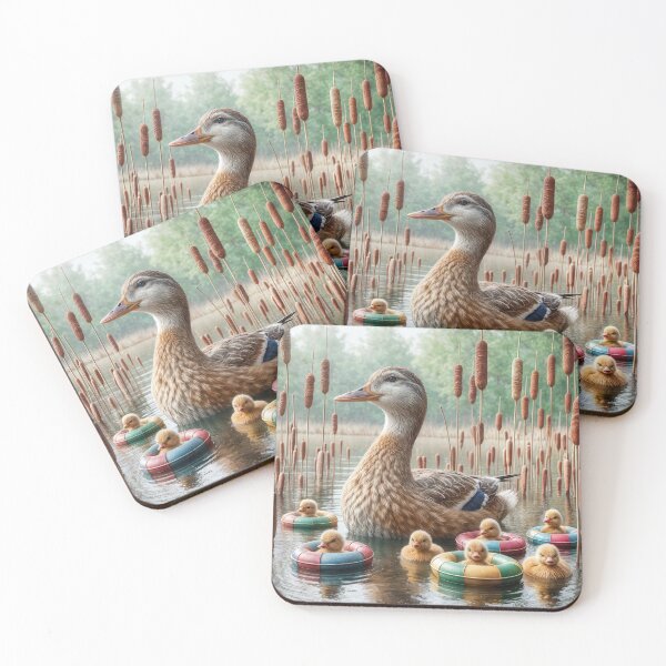 Item preview, Mother Mallard Duck With Duckling In a Pond designed and sold by Maria Dryfhout.