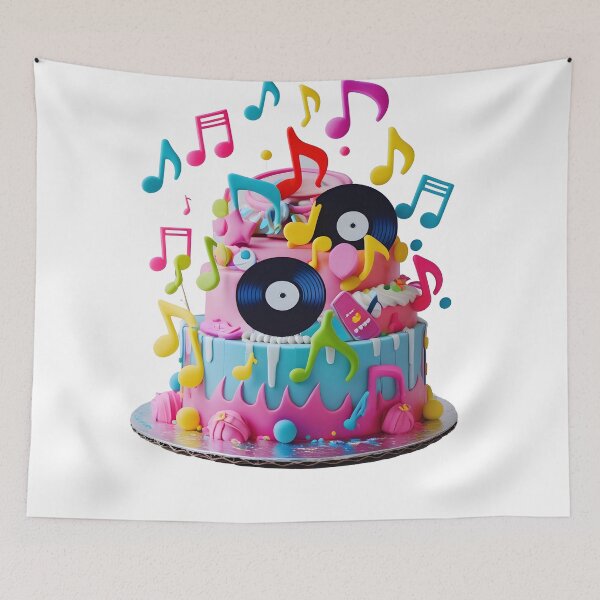 Item preview, Colorful Music Party Cake Vinyl Records and Notes Dessert Design designed and sold by MythicCotton.