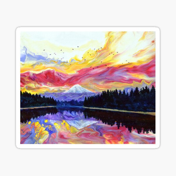 Trillium Lake in Bright Sunset Sticker