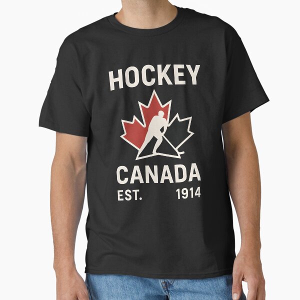 Item preview, Hockey Canada EST. 1914 Shirt – Classic White on Black Vintage Hockey T-Shirt designed and sold by WAUZ.