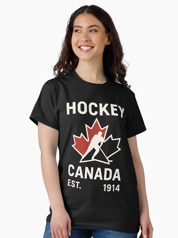 Thumbnail 2 of 7, Classic T-Shirt, Hockey Canada EST. 1914 Shirt – Classic White on Black Vintage Hockey T-Shirt designed and sold by WAUZ.