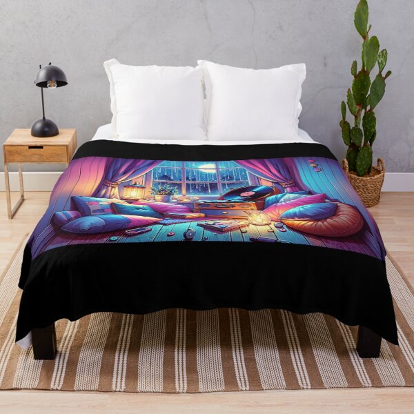 Artikelvorschau, Cozy Vinyl Listening Corner Poster – Rainy Night Retro Vibes entworfen und verkauft von NSB-Design.