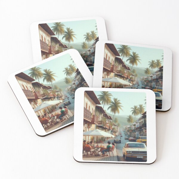 Item preview, Vibrant 1970s Maracay – AI Artwork Colorful Roadside Café Scene for City Lovers, Travelers, and Vintage Enthusiasts designed and sold by knalpot-design.