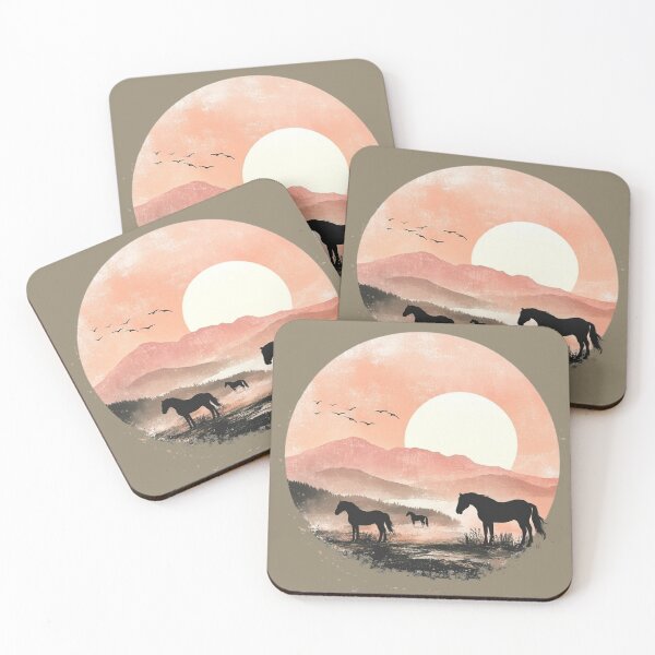 Item preview, Retro Pastel Wild Horses Western Landscape | Dreamy Desert Art designed and sold by Dream Circuit .