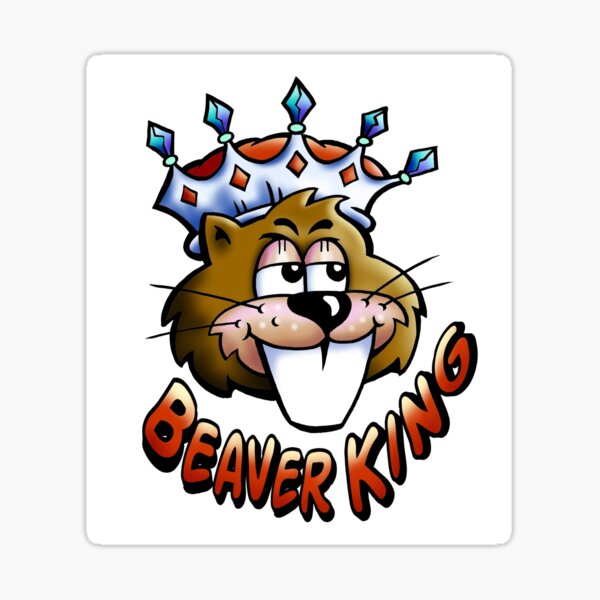 Beaver King - Red Text Sticker