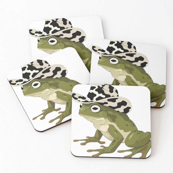 Item preview, frog in a cow print cowboy hat designed and sold by Lizzilzil.