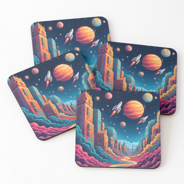 Item preview, Future city in the cosmos colorful designed and sold by seahorse crossing.
