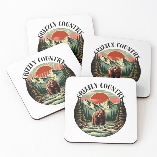Item preview, Grizzly Country – Vintage Bear in Mountain Landscape designed and sold by JenniferCreaArte .