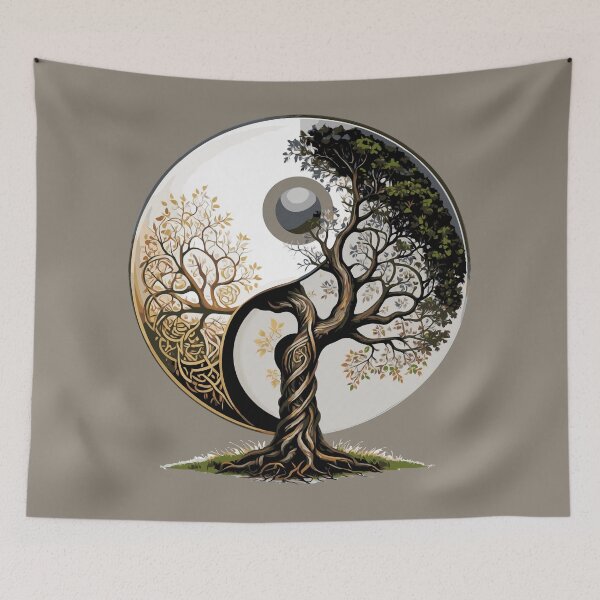 Item preview, Taijitu Tree - Yin-Yang Symbol made from a Celtic Tree of Life designed and sold by JoanNinjaHen.