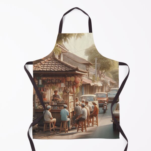Item preview, Vibrant 1970s Denpasar – AI Artwork Colorful Roadside Café Scene for City Lovers, Travelers, and Vintage Enthusiasts designed and sold by knalpot-design.