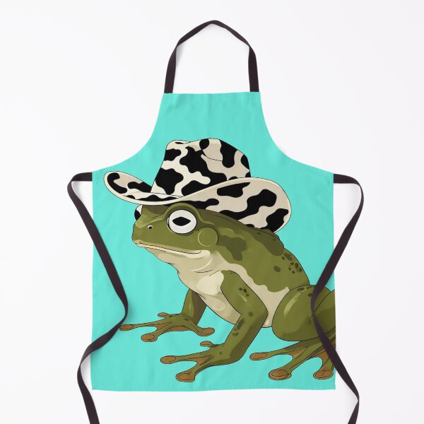 Item preview, frog in a cow print cowboy hat on a teal background designed and sold by Lizzilzil.