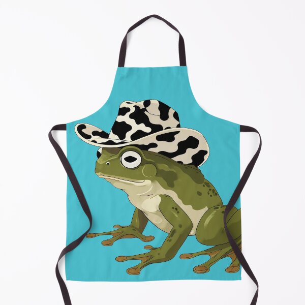 Item preview, frog in a cow print cowboy hat with blue background designed and sold by Lizzilzil.