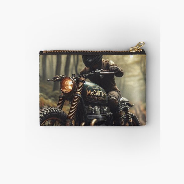 Item preview, Scrambler McCarthy Motorcycle on wooded Trail designed and sold by Outlandishrob.