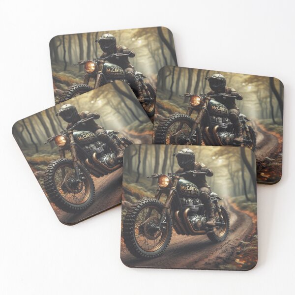 Item preview, Scrambler McCarthy Motorcycle on wooded Trail designed and sold by Outlandishrob.
