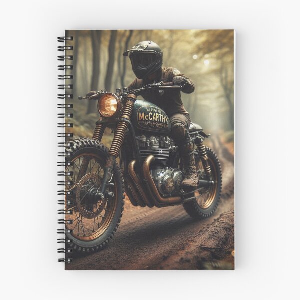 Item preview, Scrambler McCarthy Motorcycle on wooded Trail designed and sold by Outlandishrob.