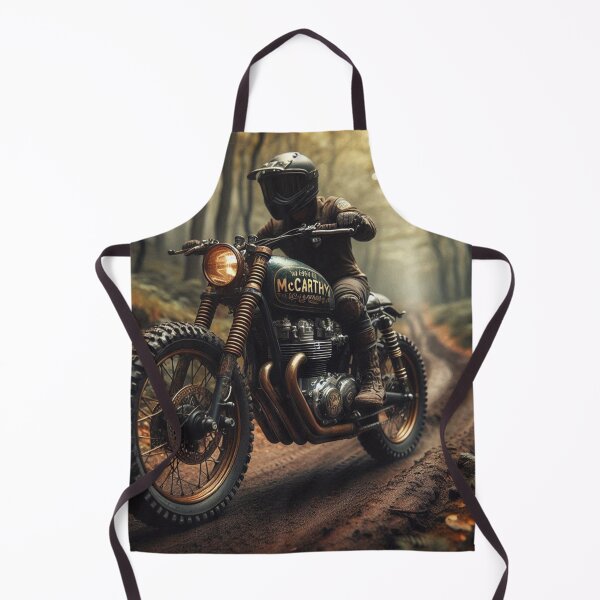 Item preview, Scrambler McCarthy Motorcycle on wooded Trail designed and sold by Outlandishrob.