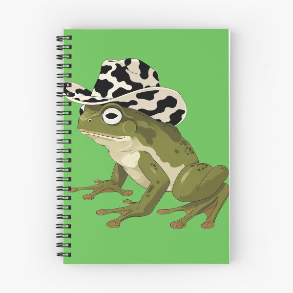 Item preview, frog in a cow print cowboy hat green background designed and sold by Lizzilzil.