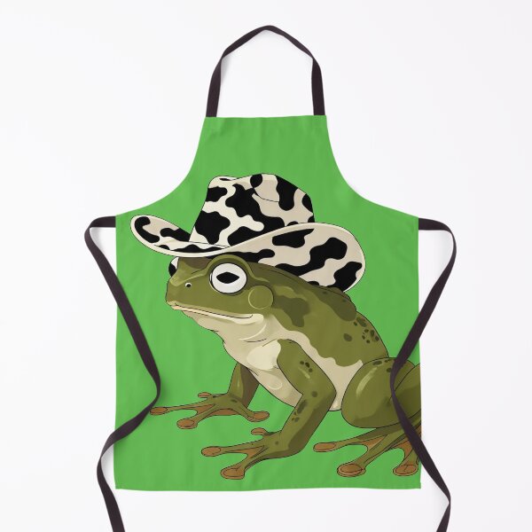 Item preview, frog in a cow print cowboy hat green background designed and sold by Lizzilzil.