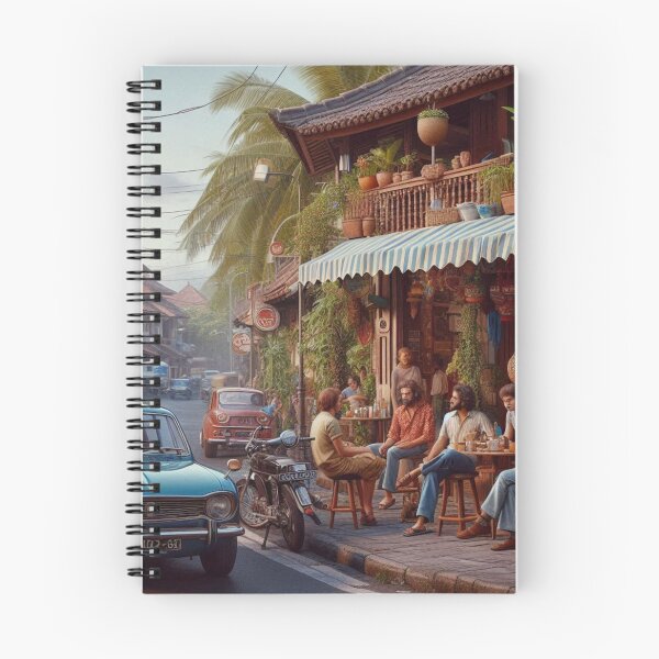 Item preview, Vibrant 1970s Denpasar – AI Artwork Colorful Roadside Café Scene for City Lovers, Travelers, and Vintage Enthusiasts designed and sold by knalpot-design.